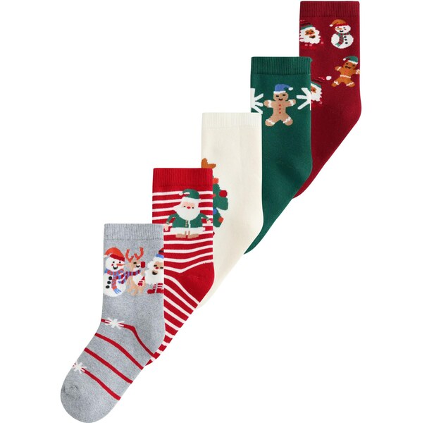 Next Ponožky Christmas sivá / jedľová / tmavočervená / biela 65980971