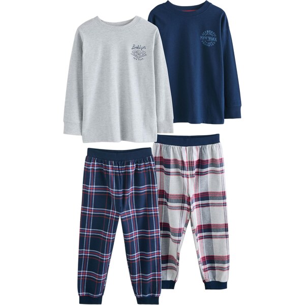 Next Pyžamo námornícka modrá / svetlosivá / tmavočervená / biela 65981095