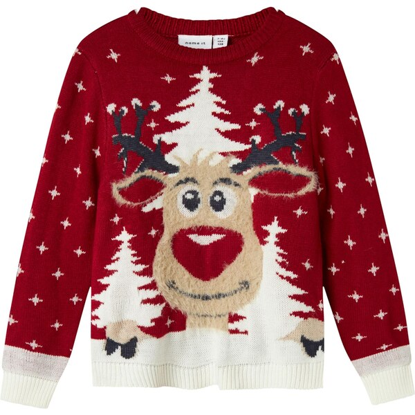 NAME IT Sveter NKNRebo béžová / červená / čierna / biela 65981545