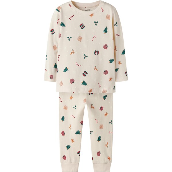 NAME IT Pyžamo NMNVismas svetlobéžová / pueblo / karmínovo červená 65981542
