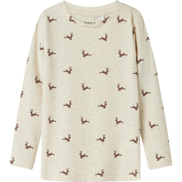 NAME IT Tričko NMNROKO hnedá / šedobiela 65981551