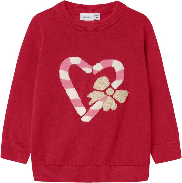 NAME IT Sveter NMFReamo béžová / červená / melónová / biela 65981548