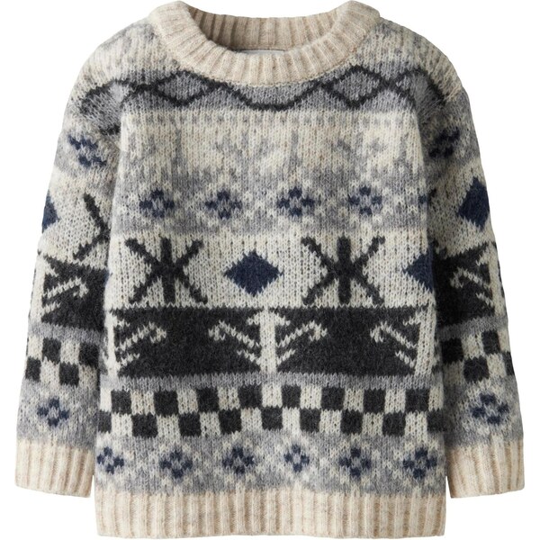 NAME IT Sveter NMMODDUR nebielená / sivá melírovaná / čierna 65981704