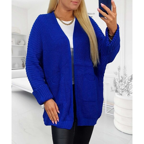 Kardigán s vreckami kráľovsky modrý 65987740
