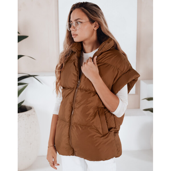 BASIC Hnedá krátka prešívaná vesta NIMIA TY3249 35927947