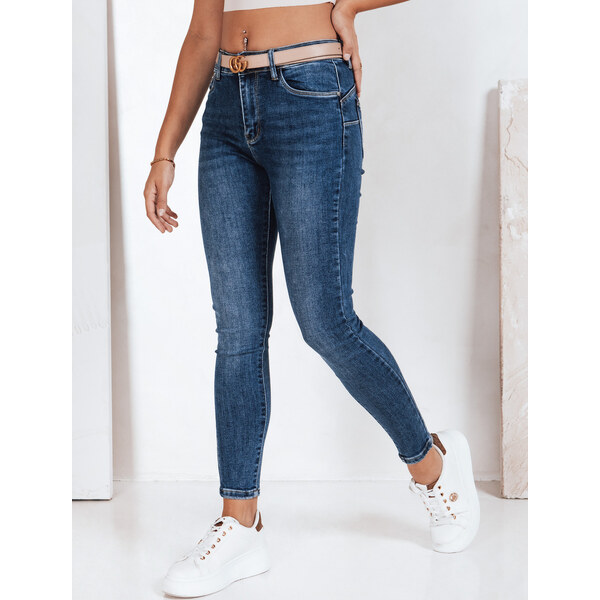 BASIC Dámske modré džínsy s vysokým pásom SLIMZOME UY2196 58509774