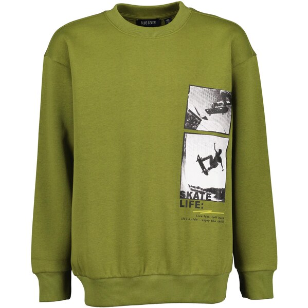 BLUE SEVEN Mikina olivová / čierna / biela 65992432