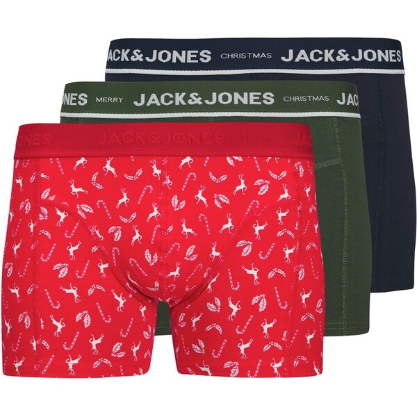 JACK & JONES Boxerky JACDEER tmavomodrá / olivová / krvavo červená / 65993582