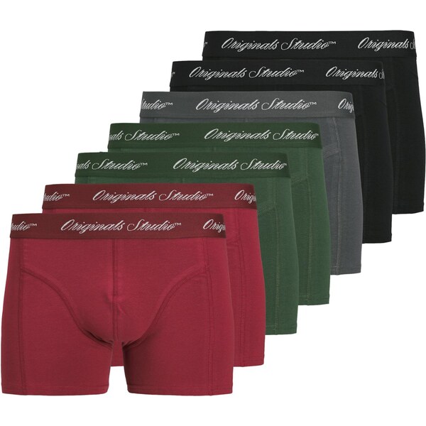 JACK & JONES Boxerky JACNORREBRO čadičová / tmavozelená / karmínovo 65993585