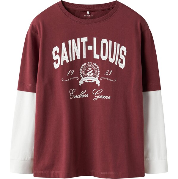 NAME IT Tričko NKMROBIN vínovo červená / biela 65993640