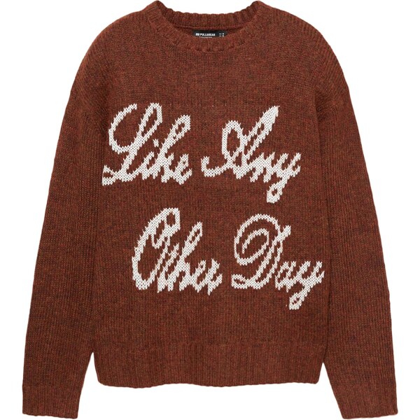 Pull&Bear Sveter hnedá / biela 66002191