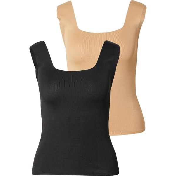 Happiness İstanbul Vyšívaný top farba ťavej srsti / čierna 65994021