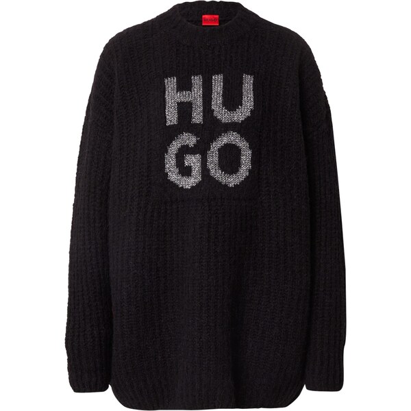 HUGO Sveter Sloguis čierna / strieborná 66039076