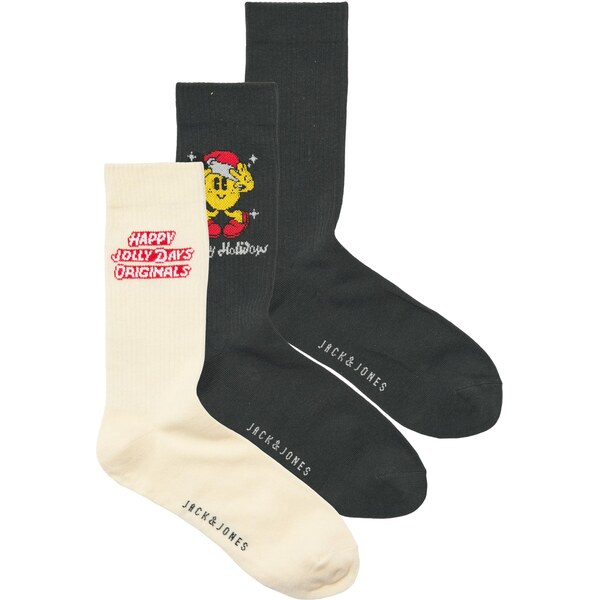 JACK & JONES Ponožky JACXMAS CARTOON žltá / svetlosivá / červená / 66002045