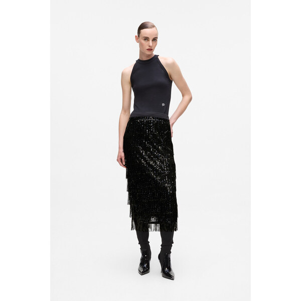 SUKŇA KARL LAGERFELD SEQUINS FRINGE SKIRT 66001894
