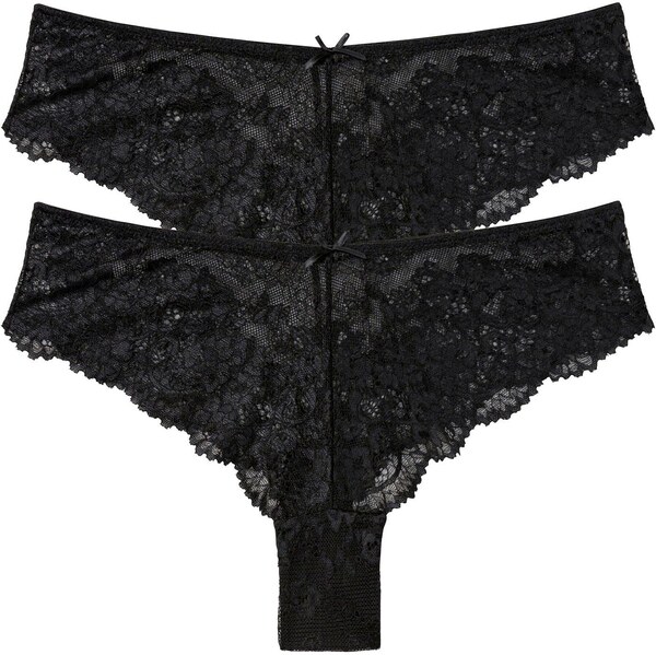 bonprix Brazílske nohavičky (2 ks), z jemnej čipky, farba čierna 44815038