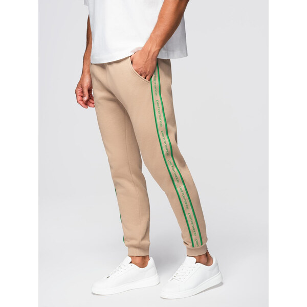 Ombre Mens sports jogger pants with stripes - brown 66032423