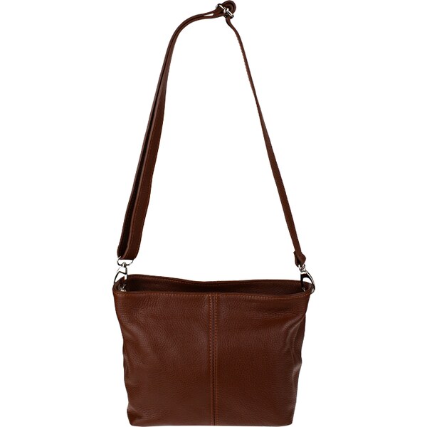 Hnedá kožená talianska crossbody kabelka Batilda Marrone Scura 42104919