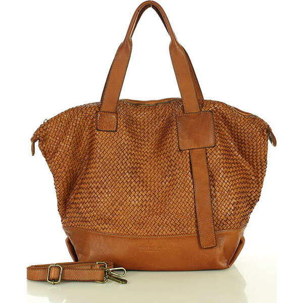 Marco Mazzini Camel dámska kožená shopper kabelka (v257b) 66013256