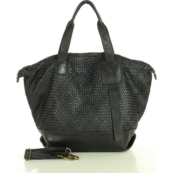 Marco Mazzini Čierna dámska kožená shopper kabelka (v257a) 66013257