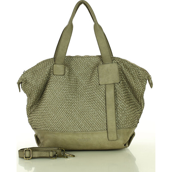 Marco Mazzini Béžová taupe dámska kožená shopper kabelka (v257c) 66013255