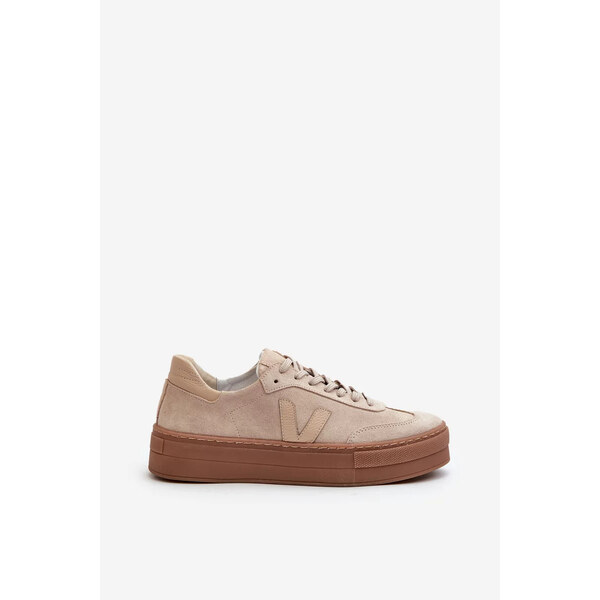 Kesi Dámske semišové tenisky na platforme Zazoo beige 66013228