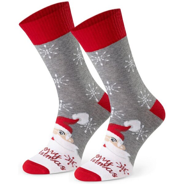 STEVEN Sivé pánske vysoké ponožky s vianočnou potlačou Art.136 KL162, 66013262