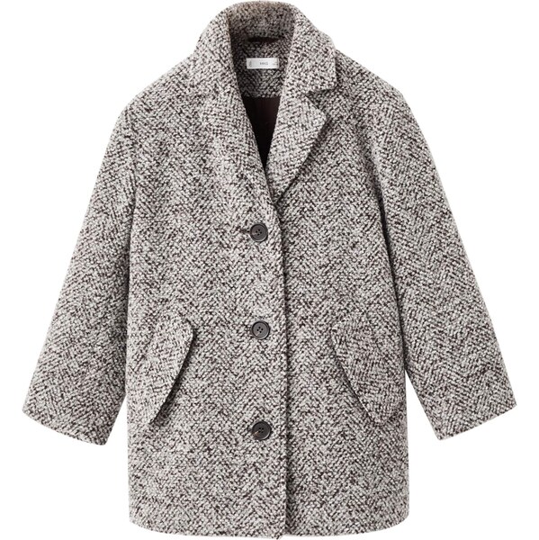 MANGO KIDS Kabát Mocca tmavosivá / sivá melírovaná / biela 66018231