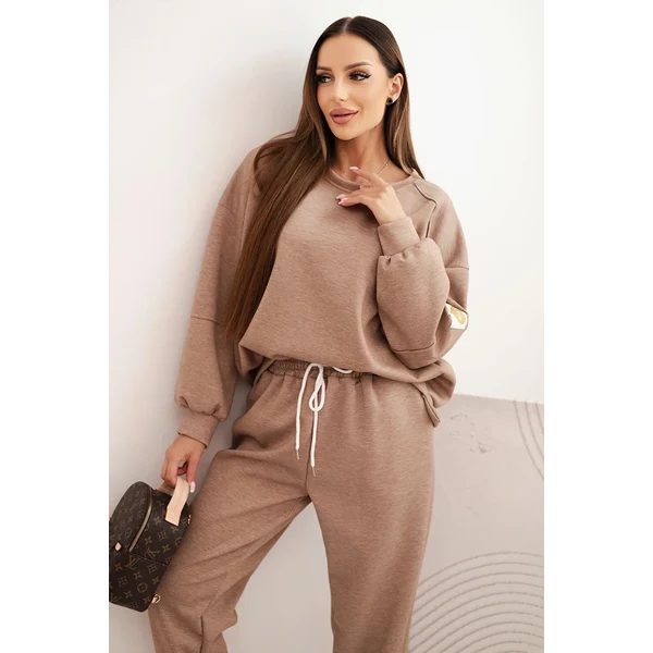 Kesi Włoski Komplet dámsky maslový s voľnou mikinou a nohavicami s 66017596