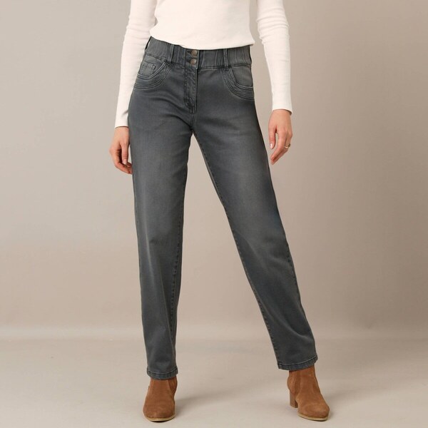 Džínsy mom s pružným pásom tmavošedá 052 Blancheporte 66026038