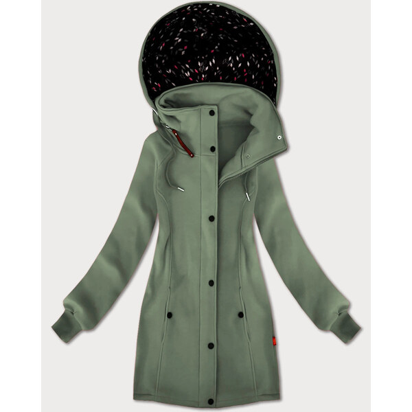 Šedo-zelená dámska mikina s kapucňou a stojacím golierom LHD (AMG-171) 66019774