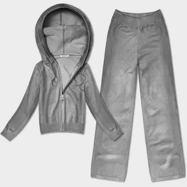 ROMEES Šedý pletený dvojdielny set - mikina a nohavice (26C8803-2) 66019979