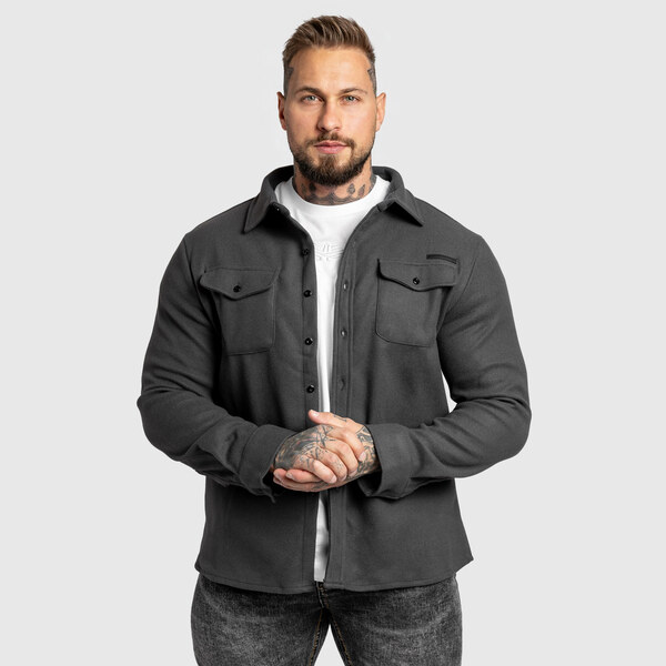 Pánska plstená košela Iron Aesthetics Felted, sivá 66021478