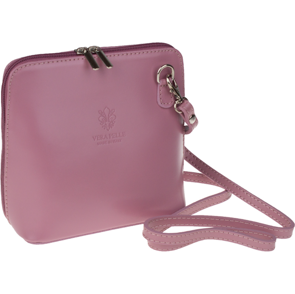 Ružová kožená talianska crossbody kabelka Grana Rosa Scura NovaKabelka 66022713