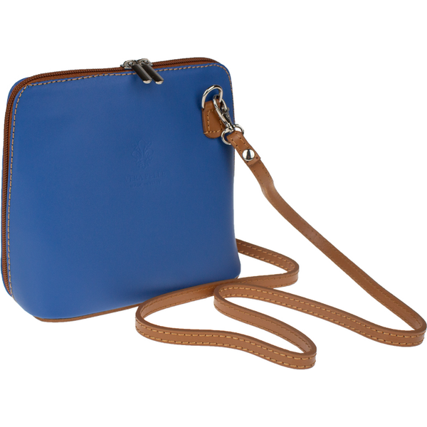 Modrá kožená talianska crossbody kabelka Grana Indigo Camel 66022716
