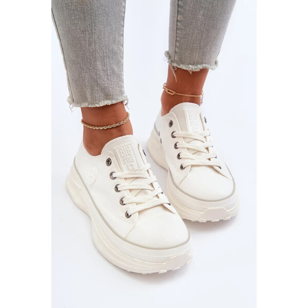 Big Star Shoes Dámske tenisky na pevnej podrážke Big Star White 55678182