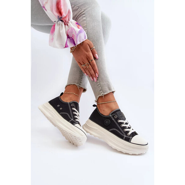 Big Star Shoes Dámske tenisky na pevnej podrážke Big Star Black 64573242