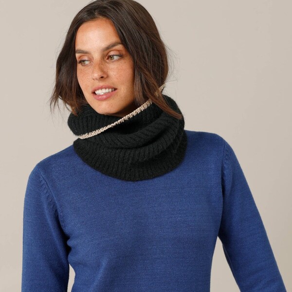 Nákrčník s prímesou vlny a trblietavým prúžkom čierna 000 Blancheporte 66026047