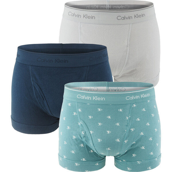 CALVIN KLEIN - boxerky 3PACK 100% pure cotton aqua diamond spectrum 66028910