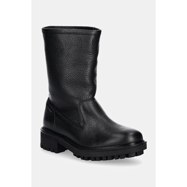 Kožené členkové topánky Calvin Klein FLAT BIKER BOOT LTH 57746470