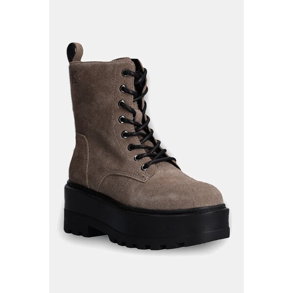 Semišové workery Calvin Klein Jeans FLATFORM ZIP LACEUP MG S 58394684