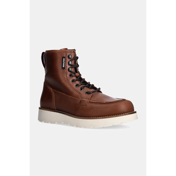 Kožená obuv Tommy Hilfiger TH AMERICAN PREM CHECK LTH BOOT 58392781