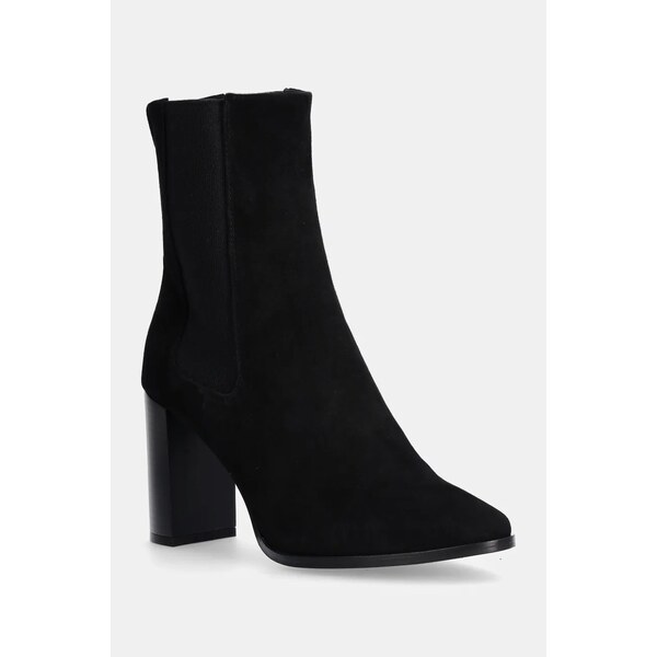 Nubukové chelsea čižmy Calvin Klein HEEL CHELSEA BOOT 85 SUE 58416776