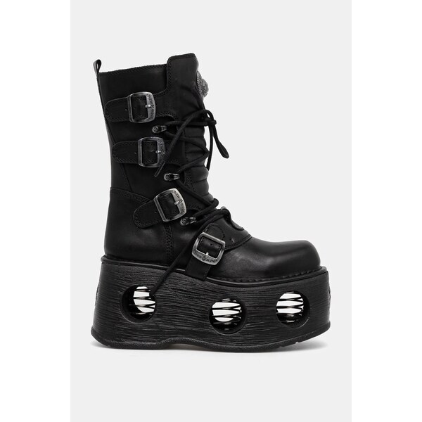 Kožená obuv New Rock ITALI Y NOMADA NEGRO + SPACE MUELLES 60689277