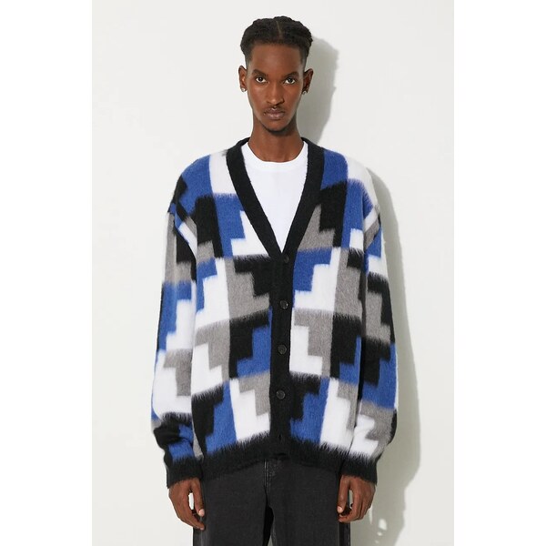 Kardigán s prímesou vlny Marcelo Burlon AOP Damier Cross Knit Cardigan 61025422