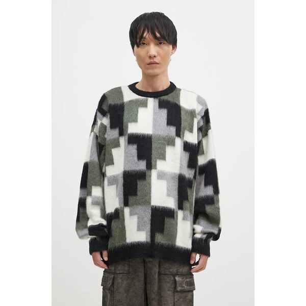 Sveter s mohérovým nádychom Marcelo Burlon AOP Damier Cross Knit Crew 61025424
