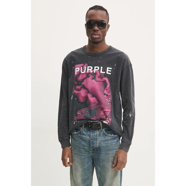 Bavlnené tričko s dlhým rukávom PURPLE BRAND TEXTURED JERSEY LS TEE 61611820