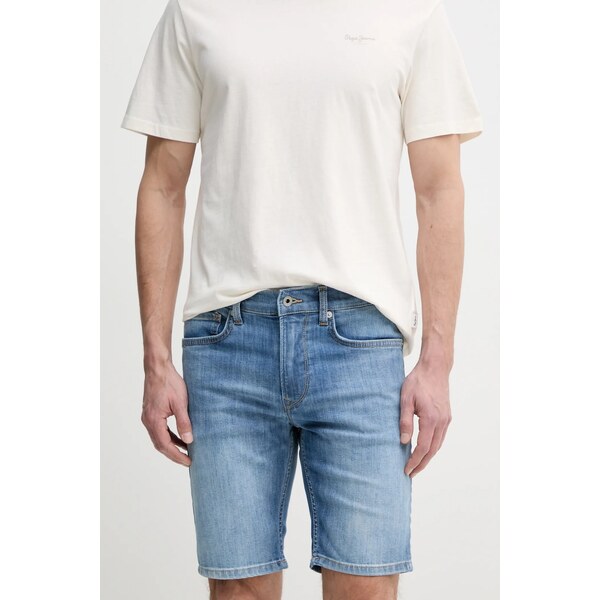 Rifľové krátke nohavice Pepe Jeans SLIM SHORT HATCH 62945845
