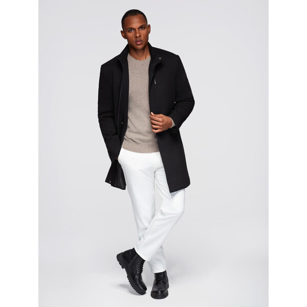Ombre Fitted structured mens high collar coat - black 66185630