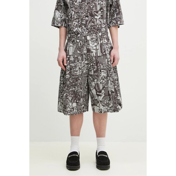 Bavlnené šortky Marcelo Burlon Aop Mech Pajama Shorts Dark Grey Medium 63658867